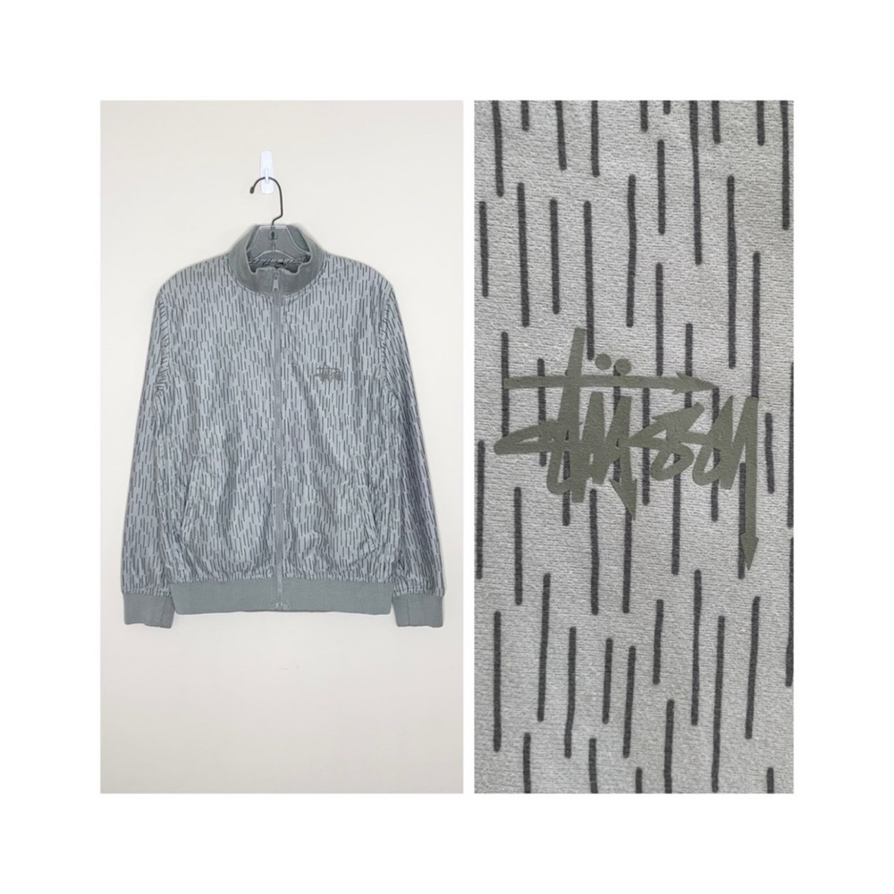 Stussy x Futura 2008 Raindrop Camo Track Jacket (Sz S) Abstract Lines Gray